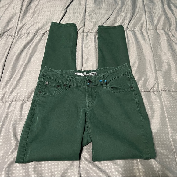 Old navy the rockstar green jeans size 4 paint marks - Picture 1 of 8